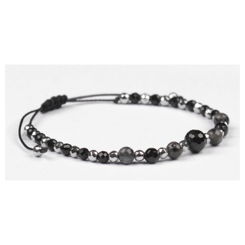 Bransoletka czarny TURMALIN LABRADORYT HEMATYT ochrona inspiracja